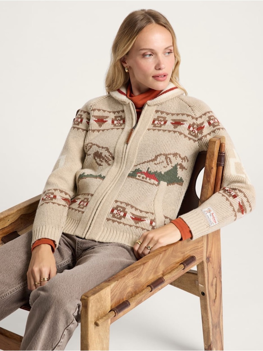 Pendleton Alpine Lambswool Zip Cardigan